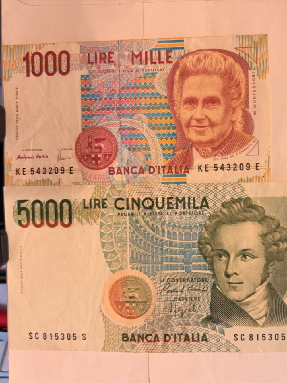 Italy, 5000 Lire 1985 & 1000 Lire 1990 Set Of two D - Picture 3 of 4
